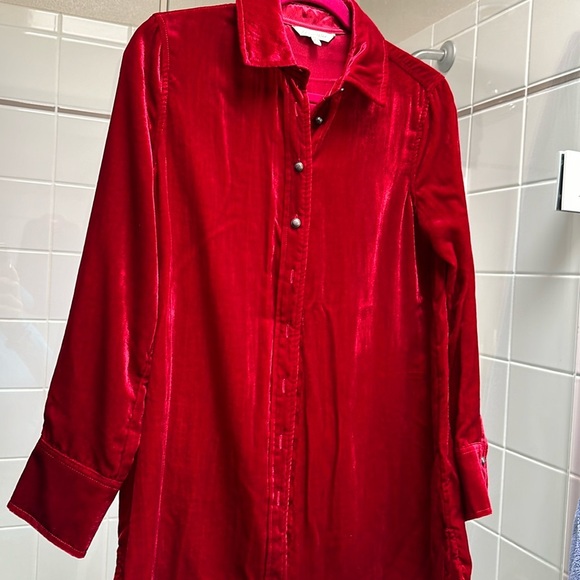 John & Mark Velvet Red Long Top - Picture 1 of 6